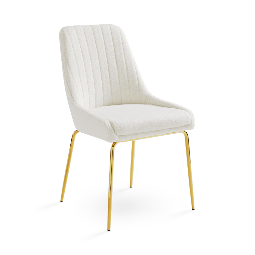 Moira Gold Dining Chair: Boucle Fabric